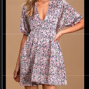 Lulu’s Express Yourself Floral Satin Dress
